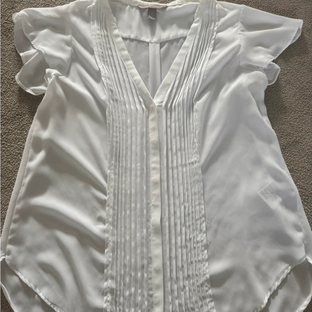 H&M White Ruffled Blouse